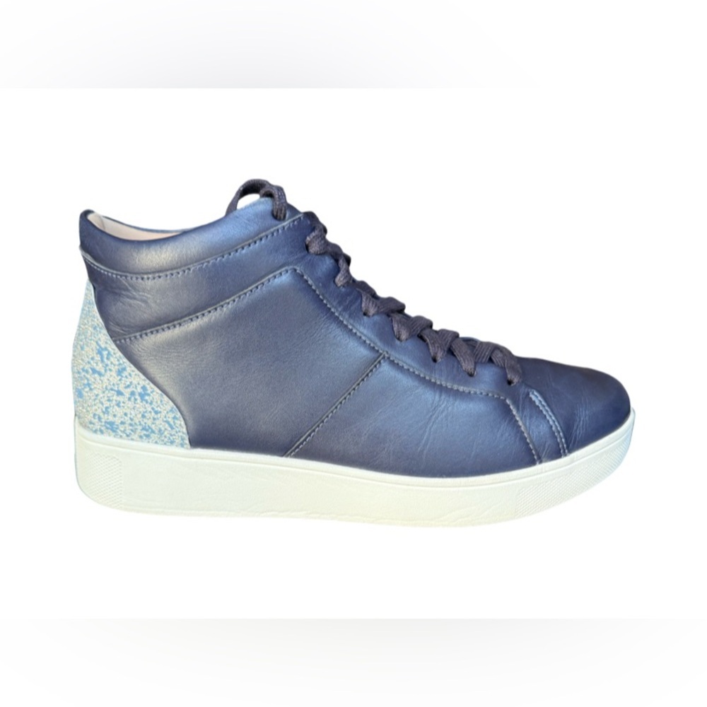 FitFlop Women Rally Glitter High Top Sneaker Maritime Blue Size 7
